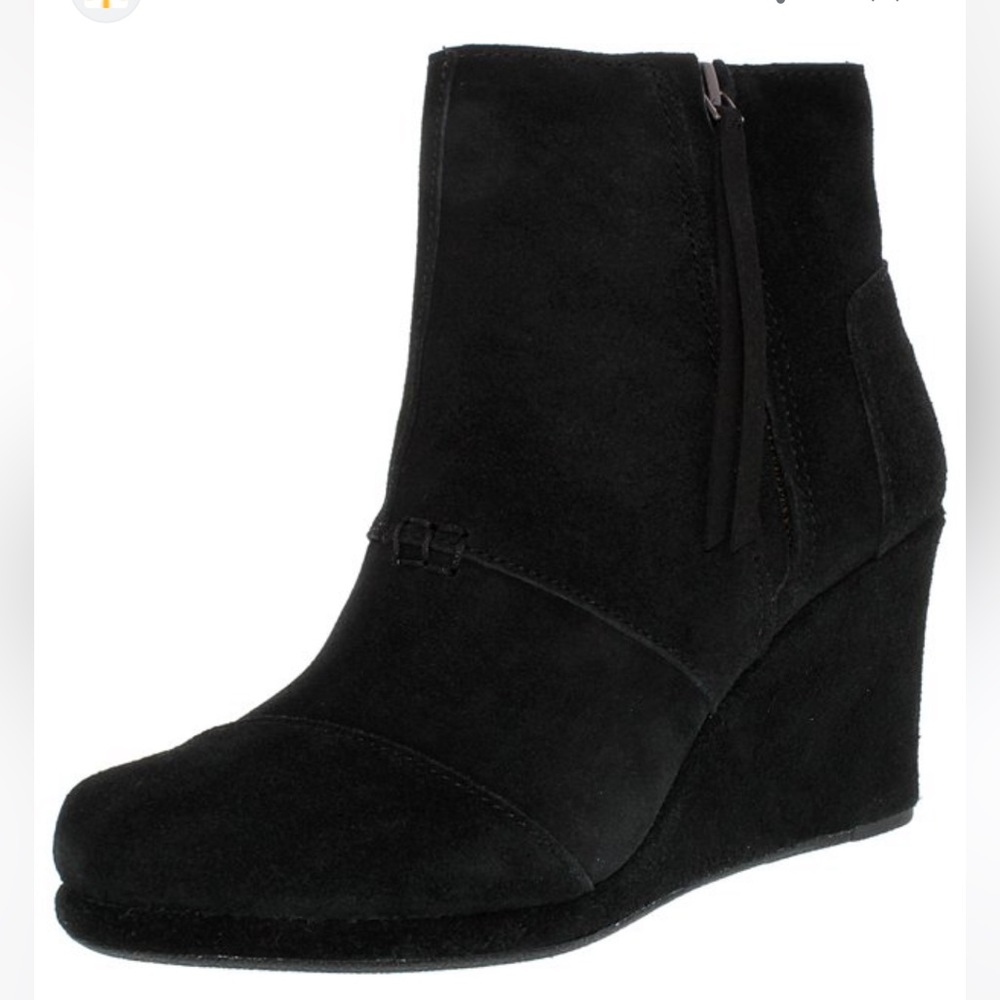 ❤️Toms desert wedge booties black suede 8